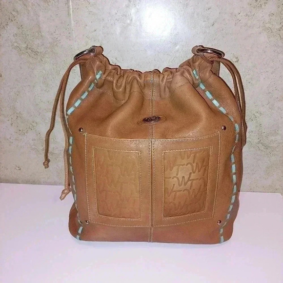 Western Trendition Light Tan soft Leather purse with Turquoise Weaving - Picture 10 of 13